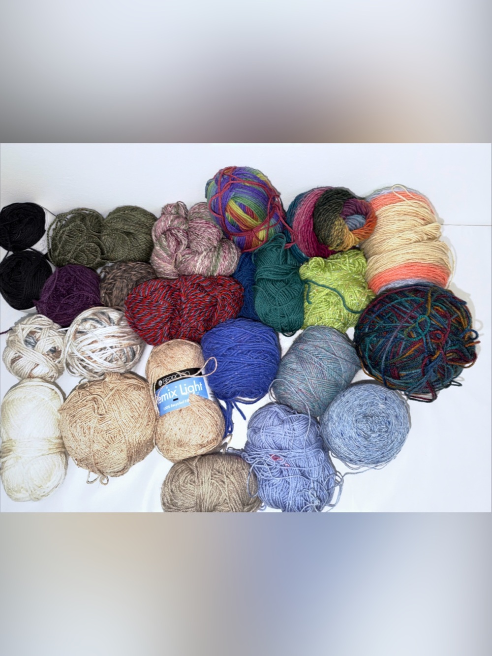 Large Lot Mixed Yarn Destash Assorted Variegated Solid 3.75 Pounds Art Knitting